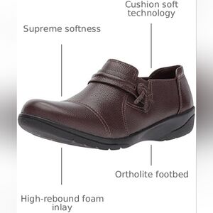 Clarks Cheyn Madi Women's Brown Leather Flats Size 8 Slip On